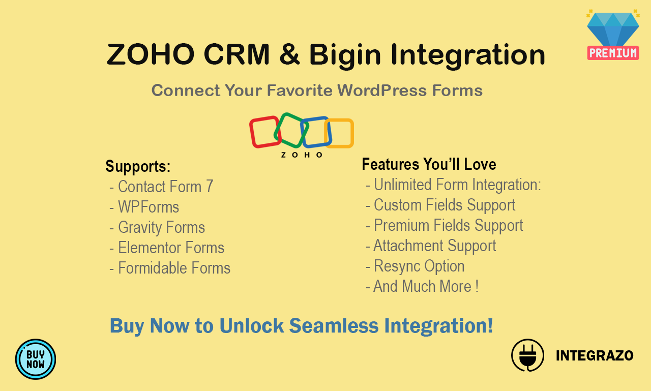 Zoho CRM & Bigin Integration with Popular WordPress Forms